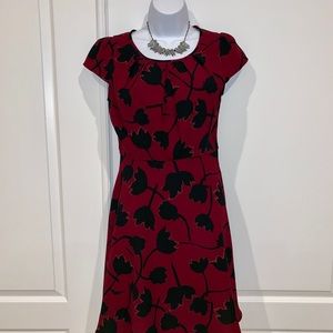 Ann Taylor Loft Burgundy Floral Dress